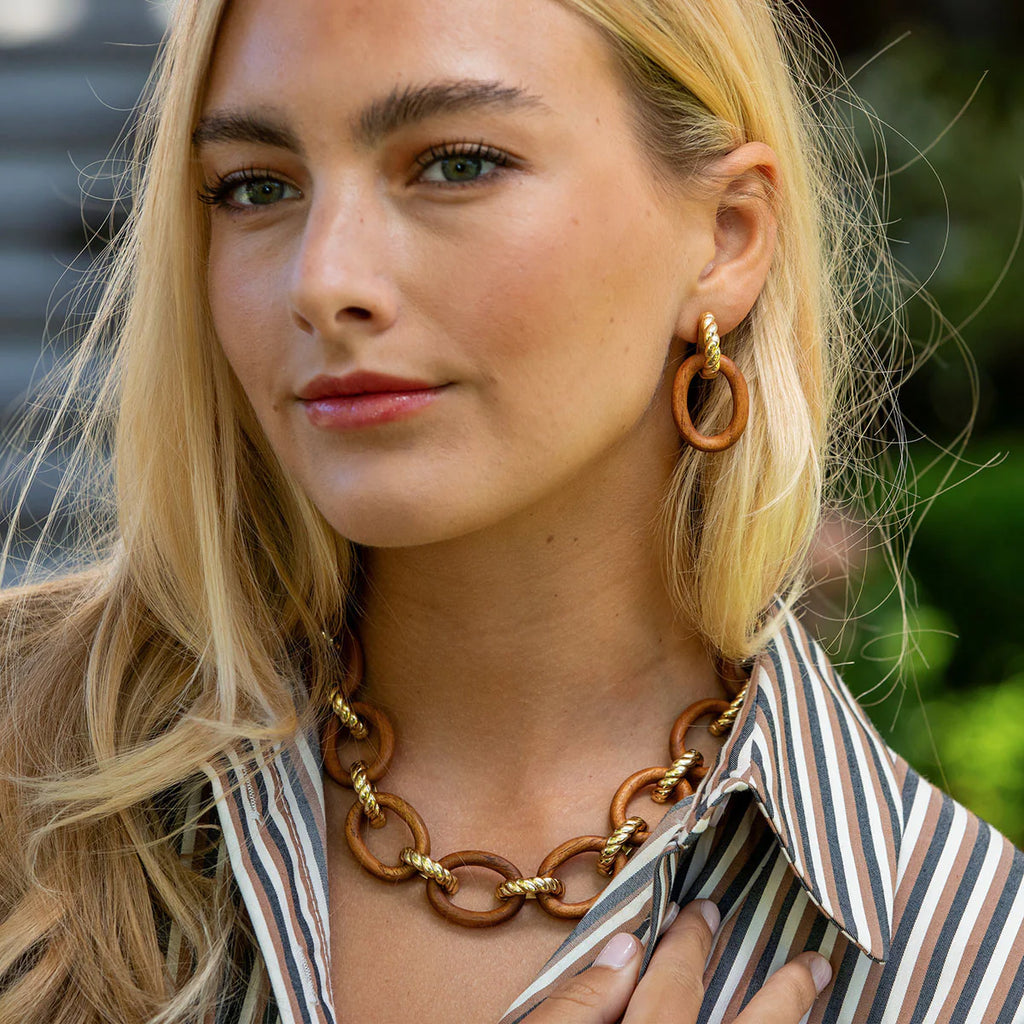 Capucine De Wulf Earth Goddess Link Drop Earrings - Teak