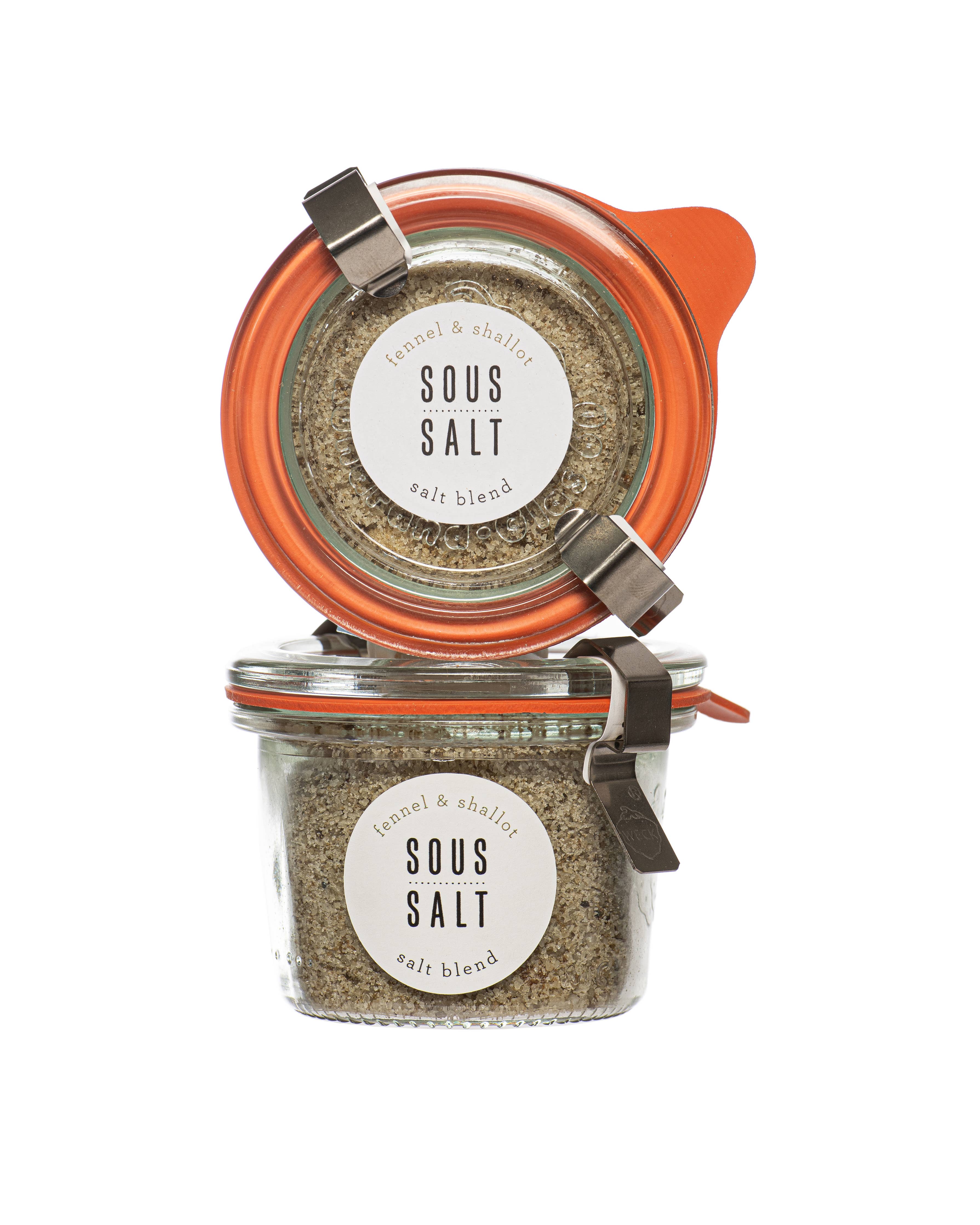Sous Salt - Grey Salt Fennel and Shallot Glass Jar: 4oz