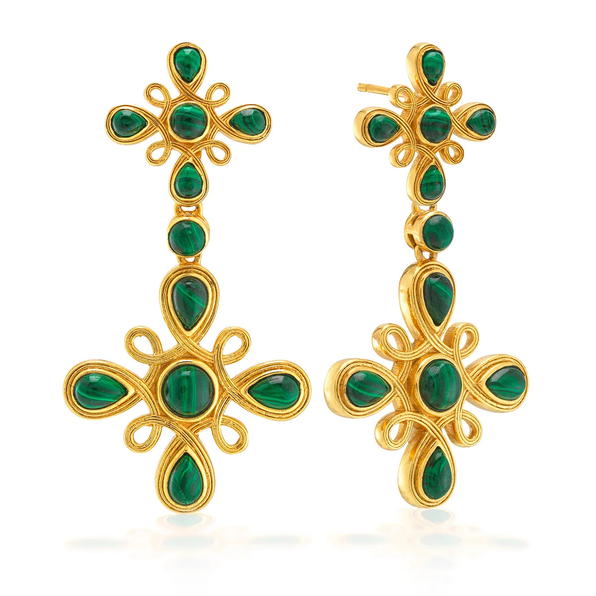 Capucine De Wulf Monique Gem Convertible Double Drop Earrings - Malachite *
