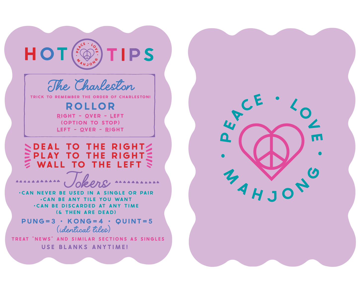 Peace Love Mahjong - Mahjong Tile Shufflers + Hot Tips/Set of Two: Lilac