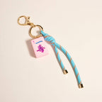 Mahjong Symbol Tile Cord Keychain Bag Charm: Light Blue