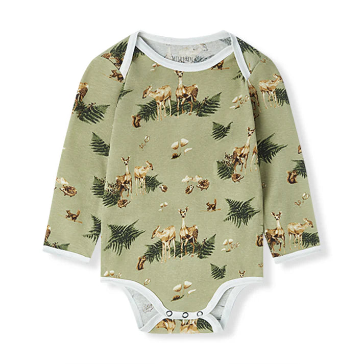 Milkbarn Cotton Long Sleeve One Piece | Forest Party