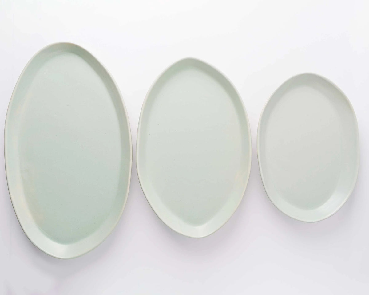 Haand Oval Platter - Ripple | 15 in - Celadon