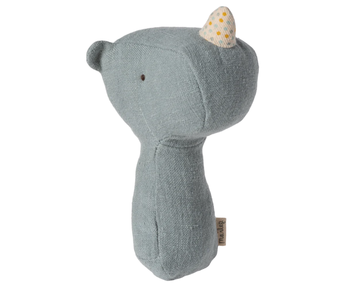 Maileg Lullaby Friends - Rhino Rattle - Dusty Blue
