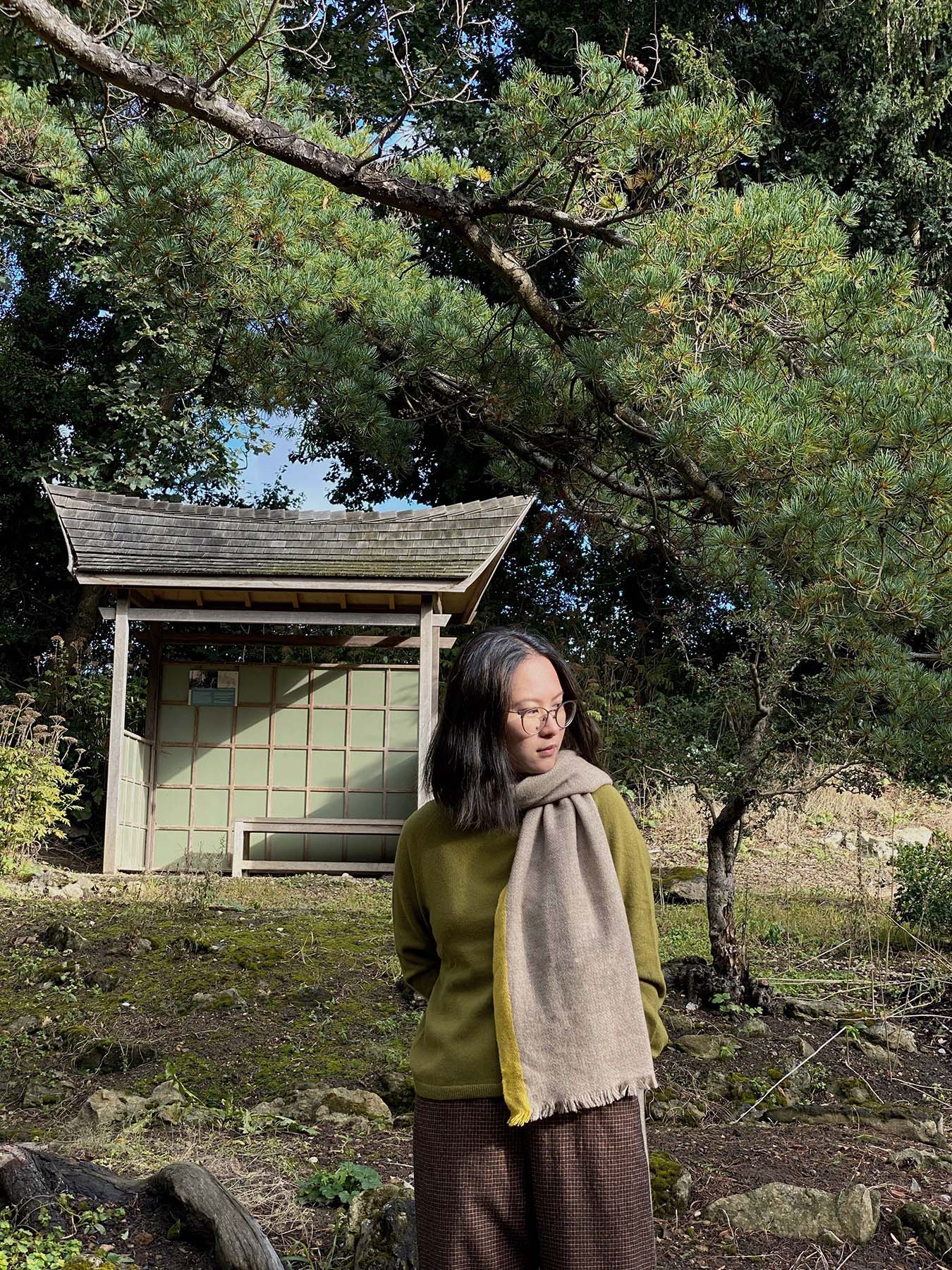 Oats & Rice Cashmere Crochet Scarf - White