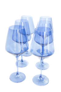 Estelle Colored Glass Wine Stemware - Cobalt Blue