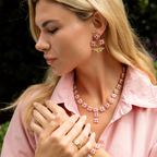 Capucine De Wulf Dianthus Convertible Bouquet Post Earrings - Enamel Jade