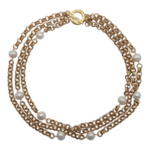 Coco Triple Strand Gold Necklace