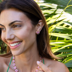 Capucine De Wulf Dianthus Stud Earrings - Enamel Jade