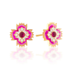 Capucine De Wulf Dianthus Stud Earrings - Enamel Jade