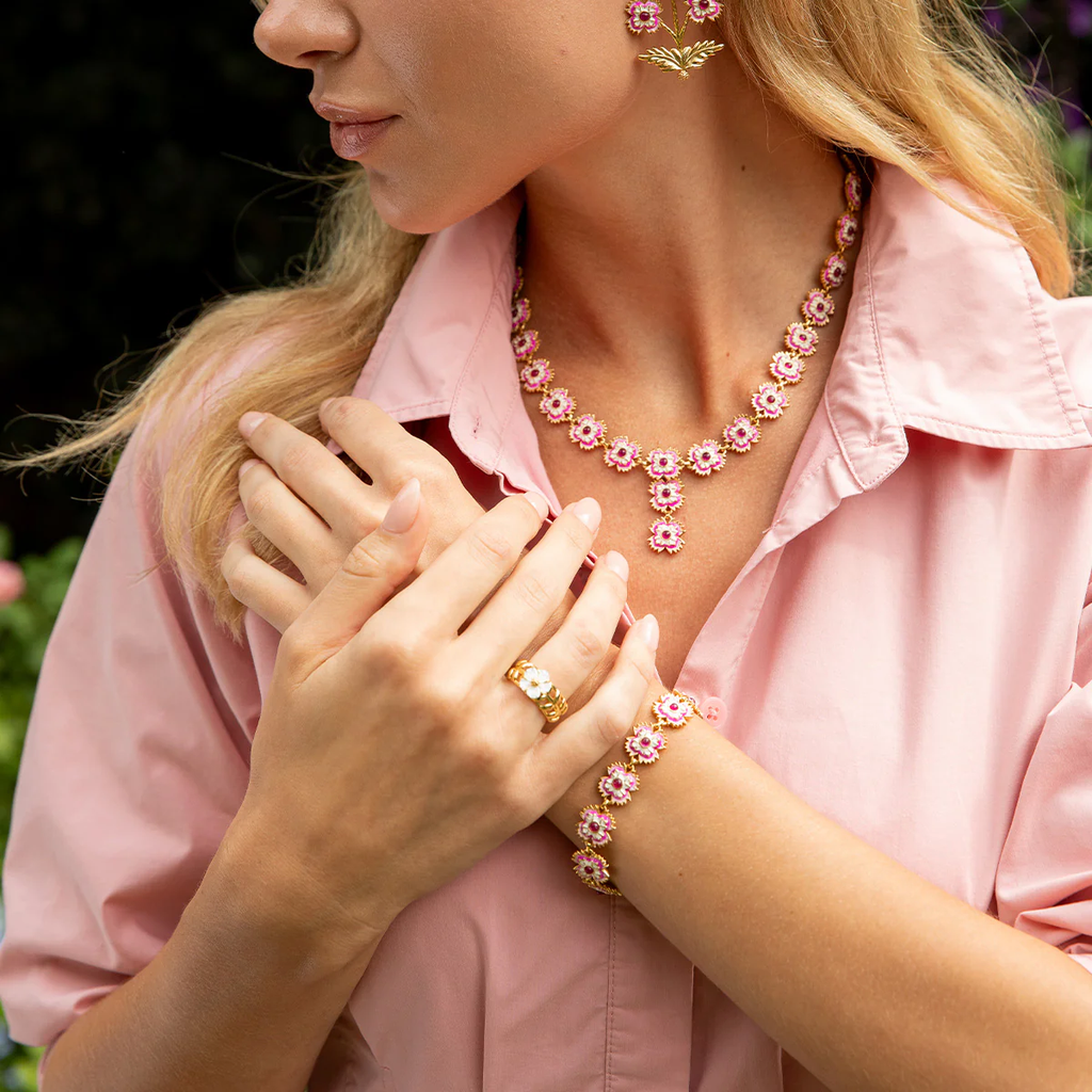 Capucine De Wulf Dianthus Link Bracelet - Enamel Jade