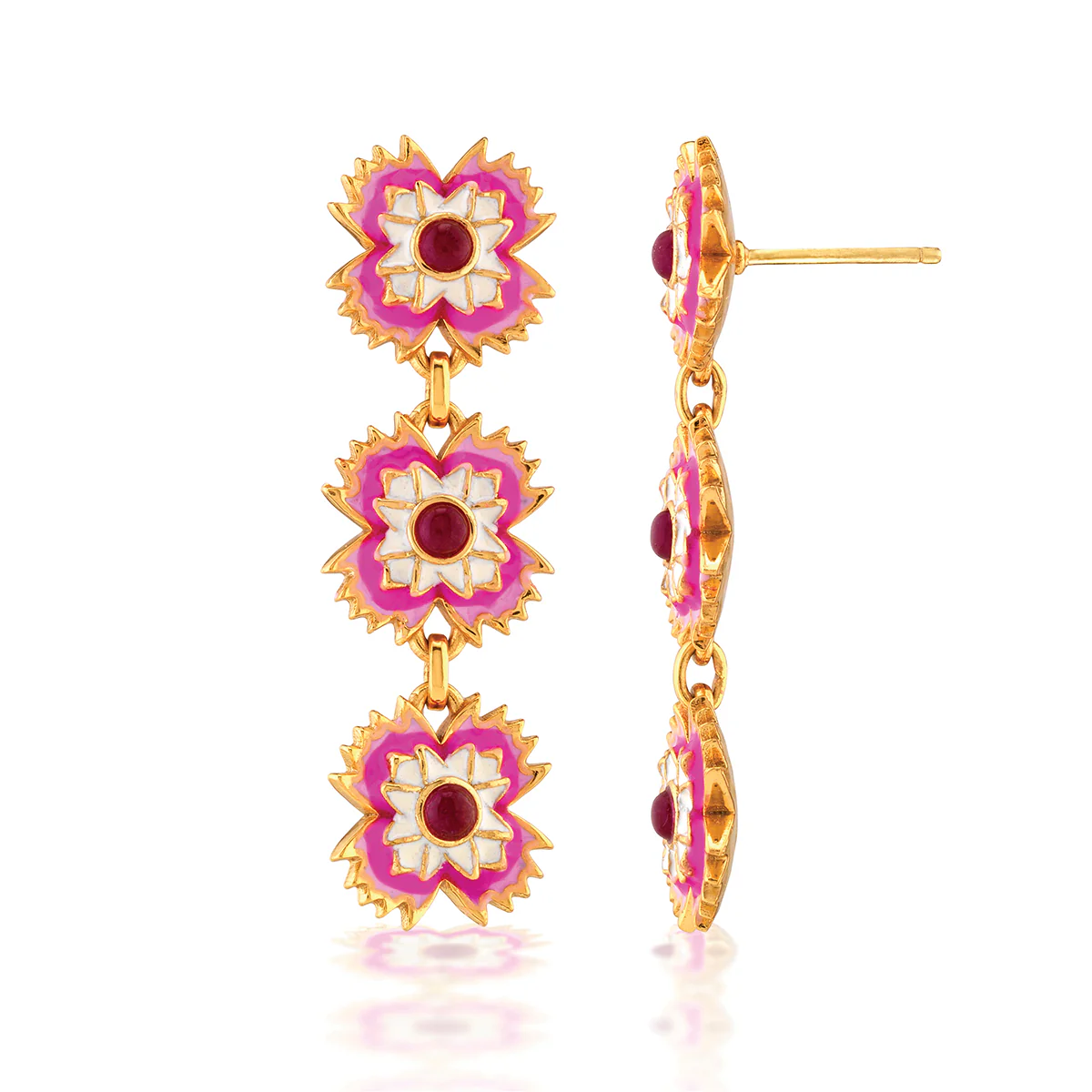 Capucine De Wulf Dianthus Linear Earrings - Enamel Jade