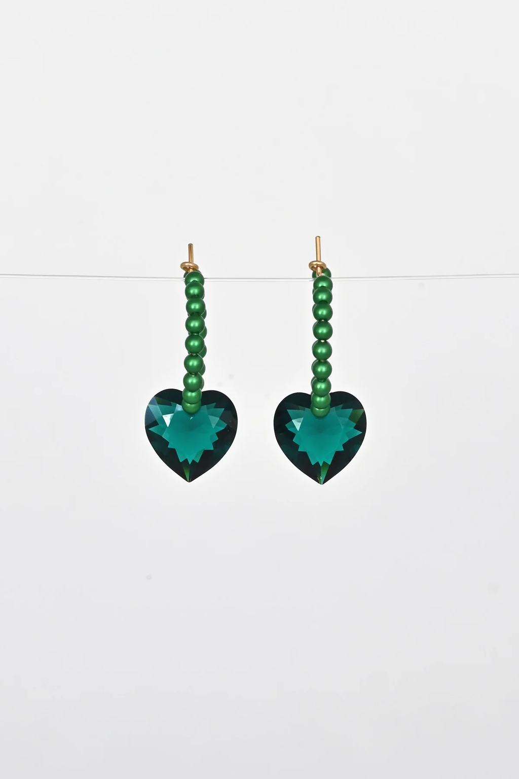 Abacus Row Big Heart Earrings, Mirror Mirror - Emerald