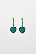 Abacus Row Big Heart Earrings, Mirror Mirror - Emerald