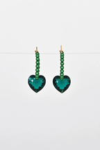 Abacus Row Big Heart Earrings, Mirror Mirror - Emerald