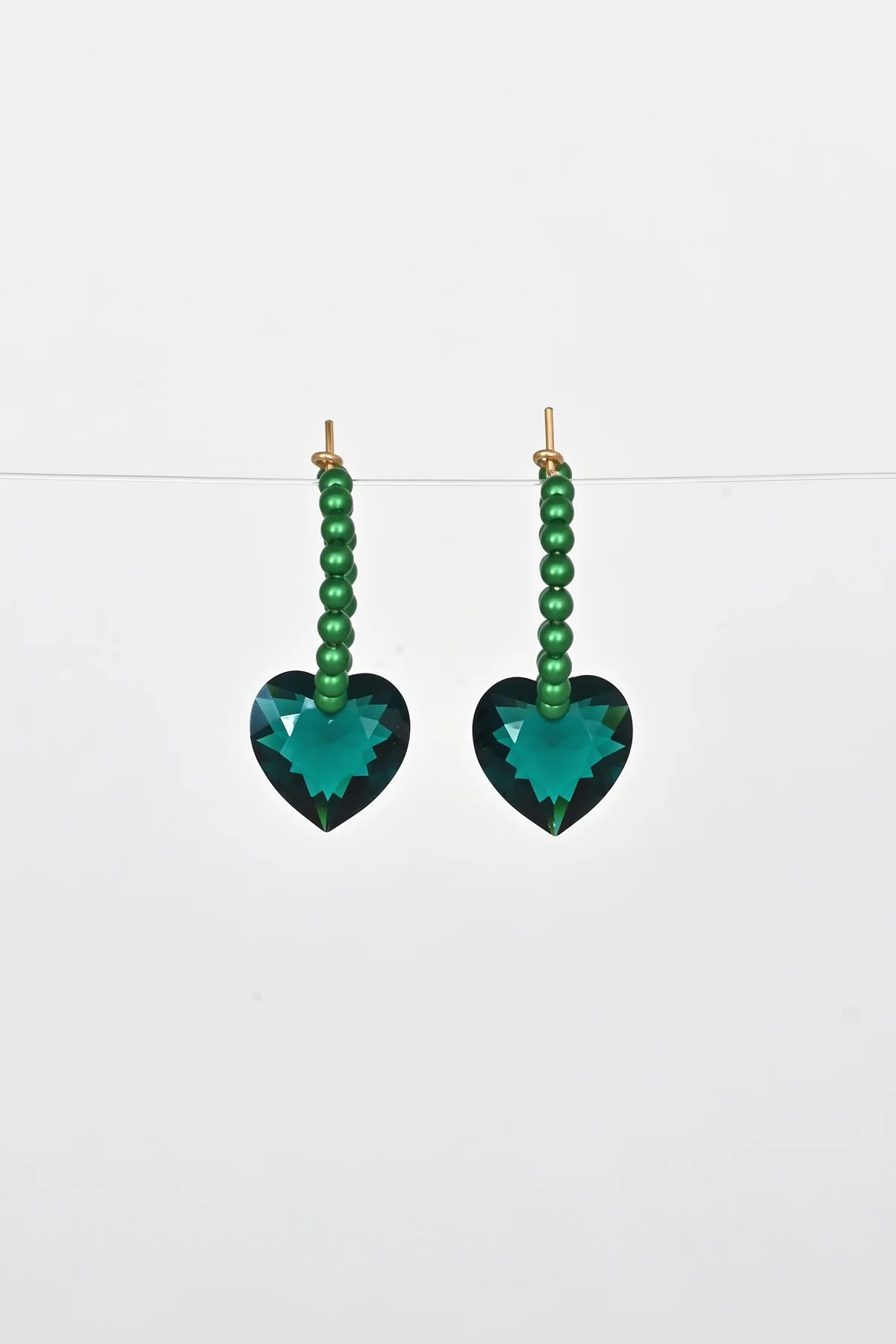Abacus Row Big Heart Earrings, Mirror Mirror - Emerald