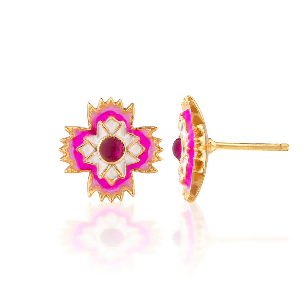 Capucine De Wulf Dianthus Stud Earrings - Enamel Jade
