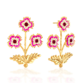 Capucine De Wulf Dianthus Convertible Bouquet Post Earrings - Enamel Jade