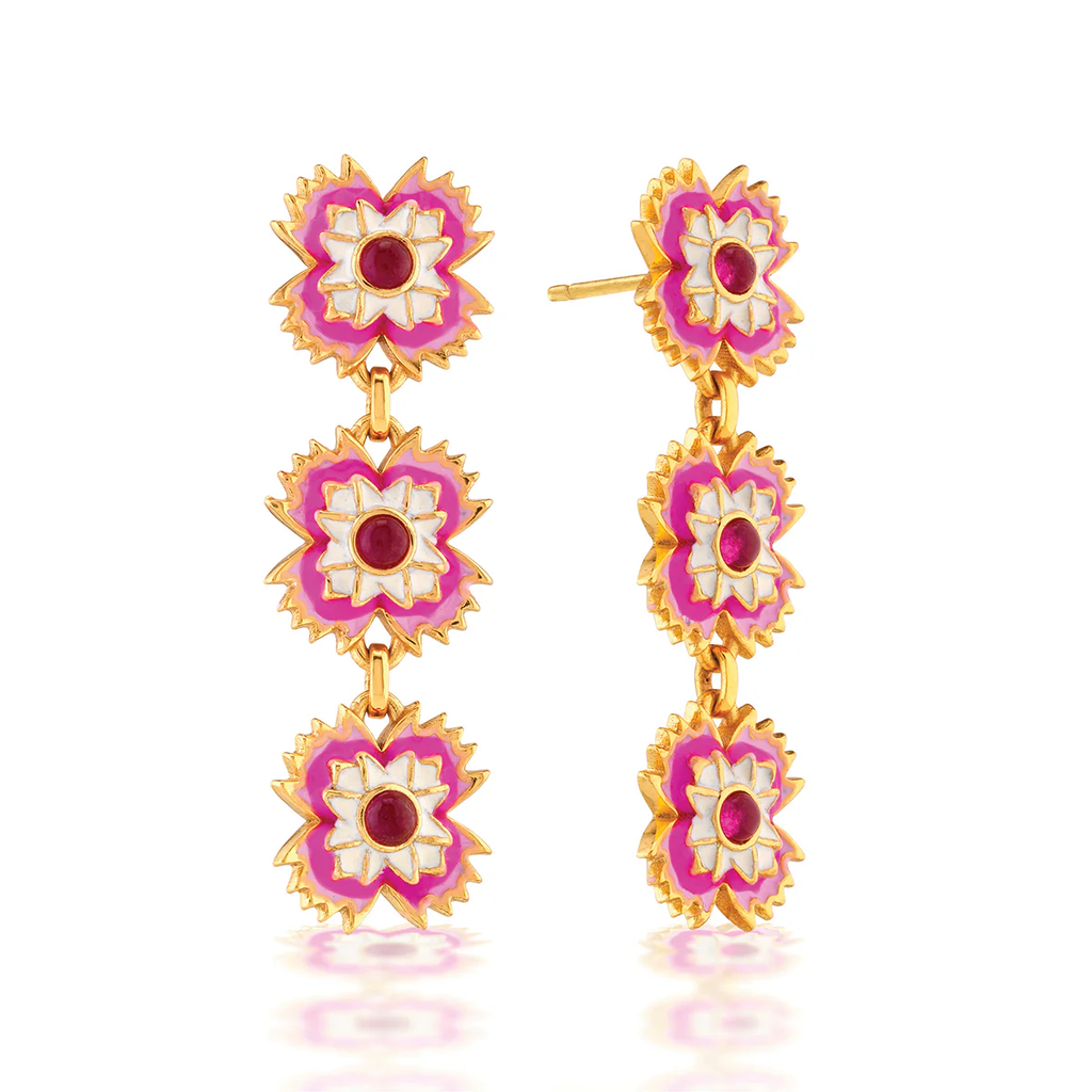 Capucine De Wulf Dianthus Linear Earrings - Enamel Jade