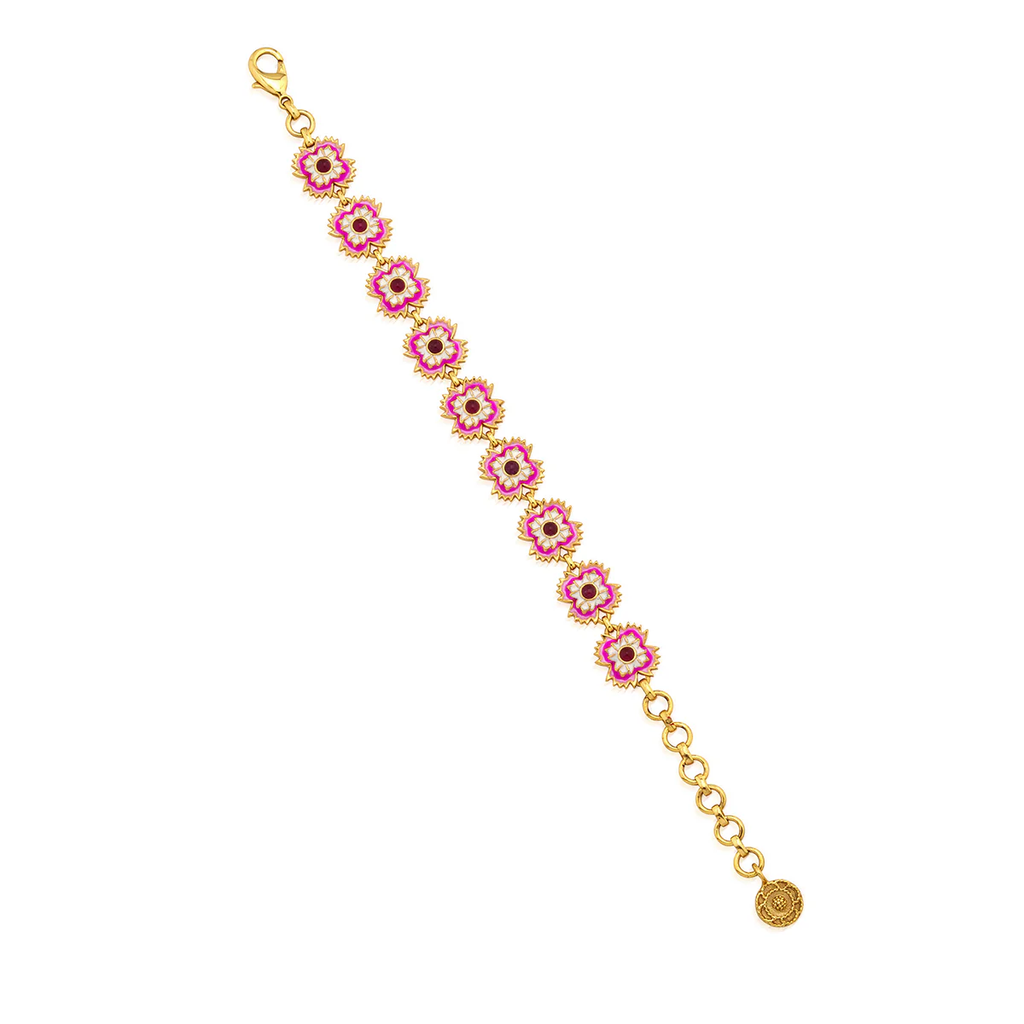 Capucine De Wulf Dianthus Link Bracelet - Enamel Jade