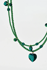 Abacus Row Big Heart Necklace, Mirror Mirror - Emerald