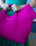 Peace Love Mahjong - Woven Mahjong Carryall | Magenta