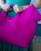Peace Love Mahjong - Woven Mahjong Carryall | Magenta