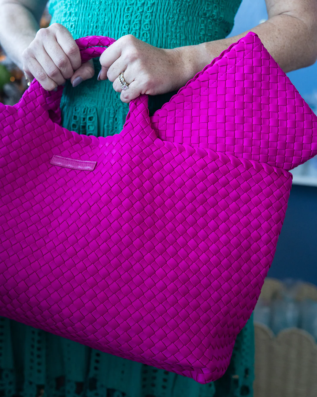 Peace Love Mahjong - Woven Mahjong Carryall | Magenta