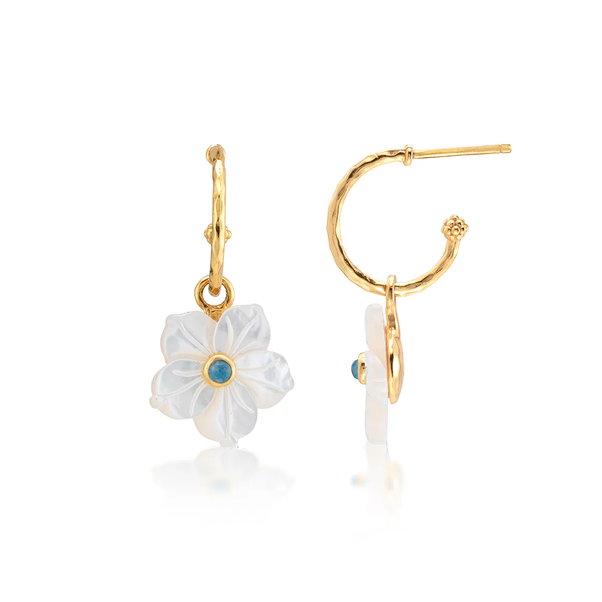 Capucine De Wulf Mermaid Garden Hoop Earrings With Flower Charm