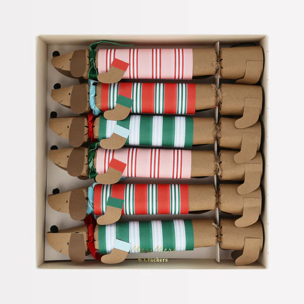 Meri Meri - Festive Stripe Sausage Dog Crackers