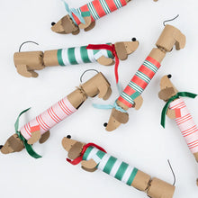 Load image into Gallery viewer, Meri Meri - Festive Stripe Sausage Dog Crackers
