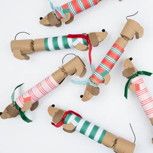 Meri Meri - Festive Stripe Sausage Dog Crackers