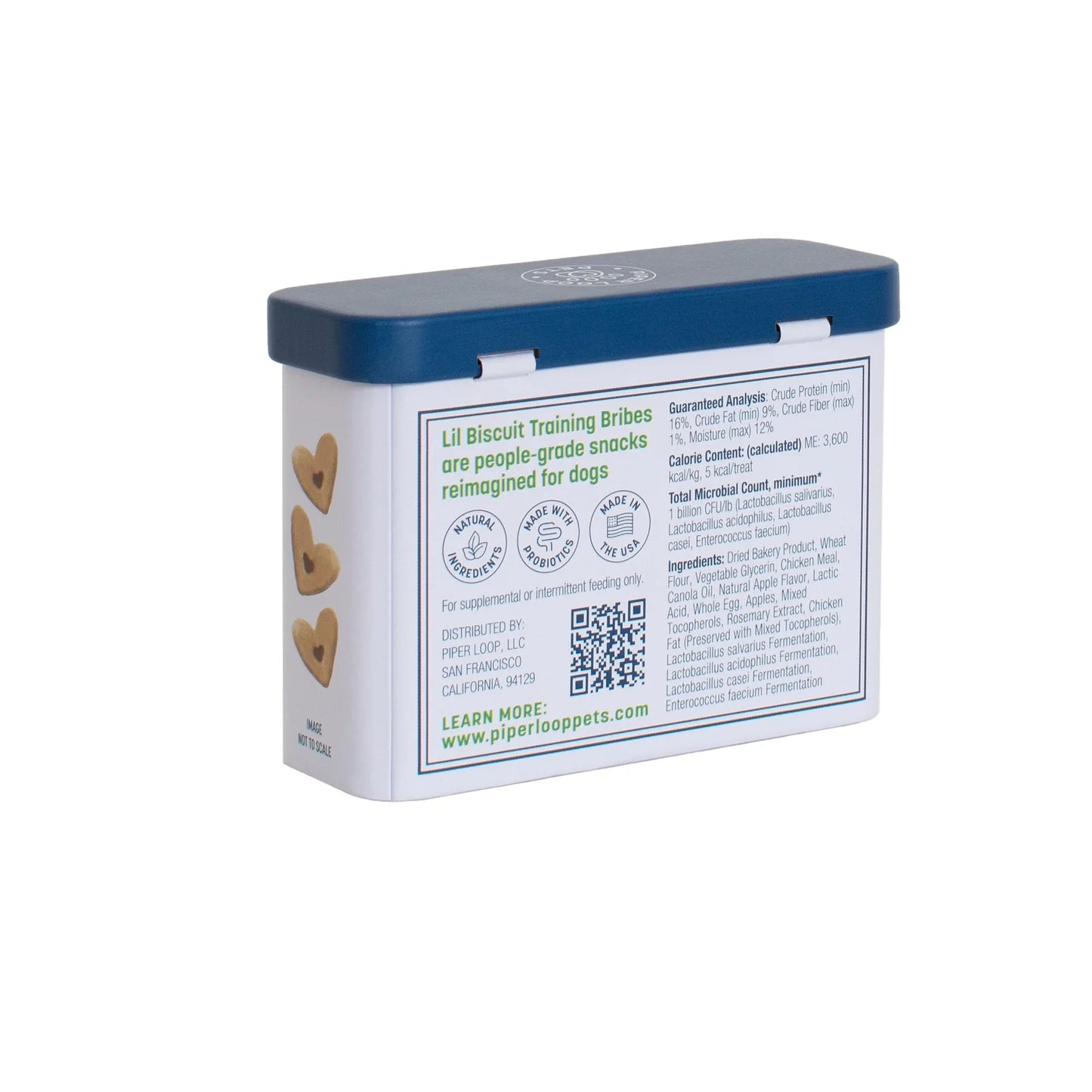 Piper Loop Pets - Lil Biscuit On-the-Go Training Tin | Chewy Chicken & Apple