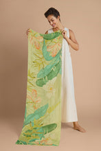 Load image into Gallery viewer, Powder UK Delicate Tropics Linen Print Scarf - Sage
