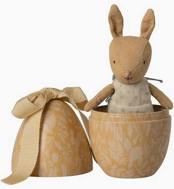 Maileg Easter Egg with Micro Rabbit - Small | Cream Yellow