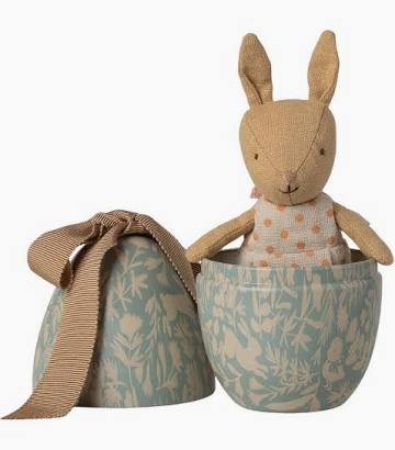 Maileg Easter Egg with Micro Rabbit - Small | Dusty Blue