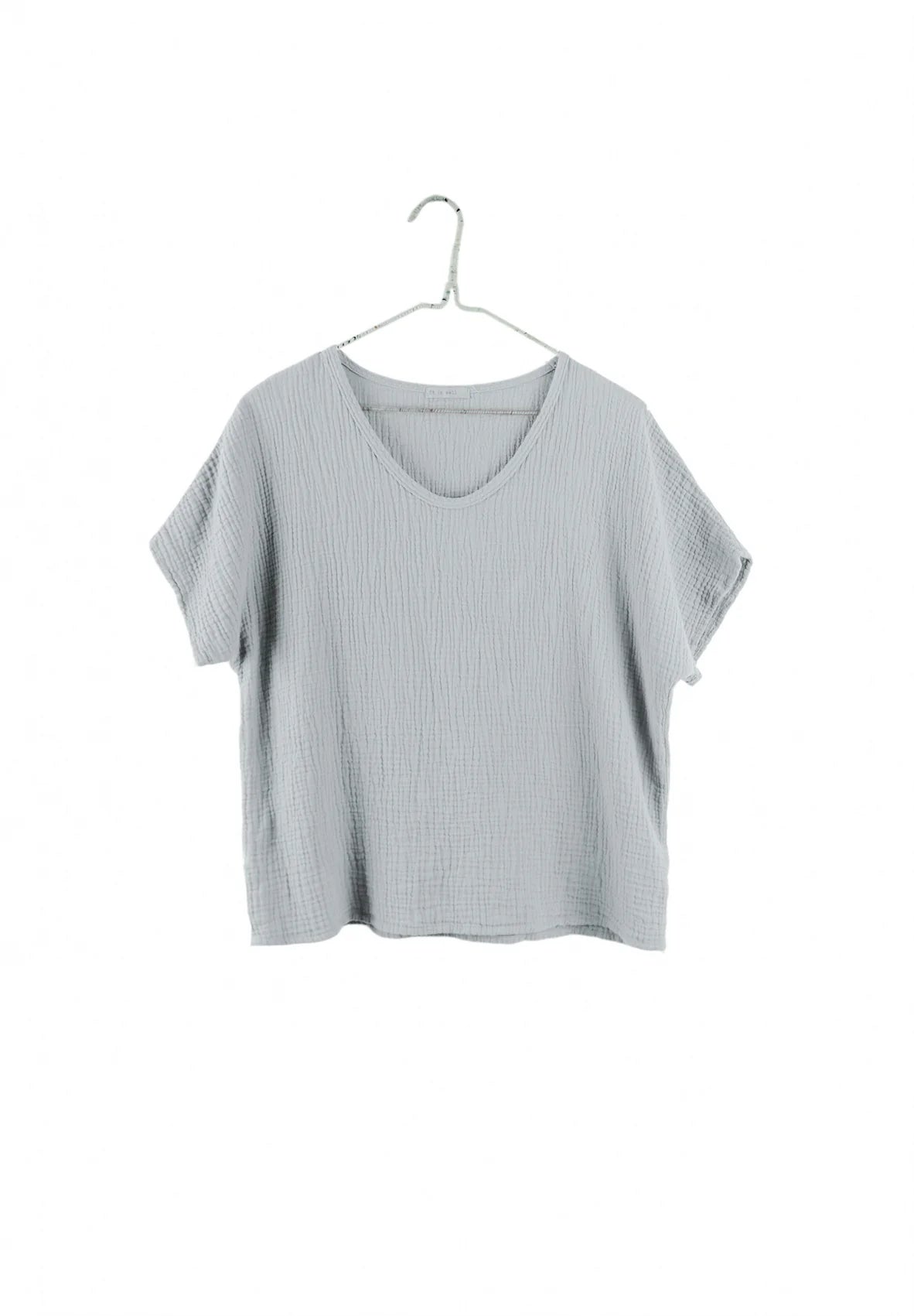 It Is Well L.A. Organic Short Sleeve Gauze Top - Slate Gray