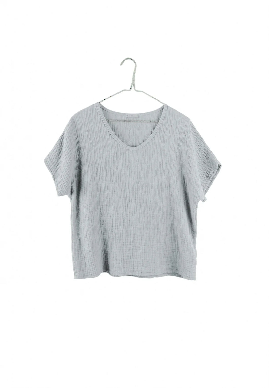 It Is Well L.A. Organic Short Sleeve Gauze Top - Slate Gray