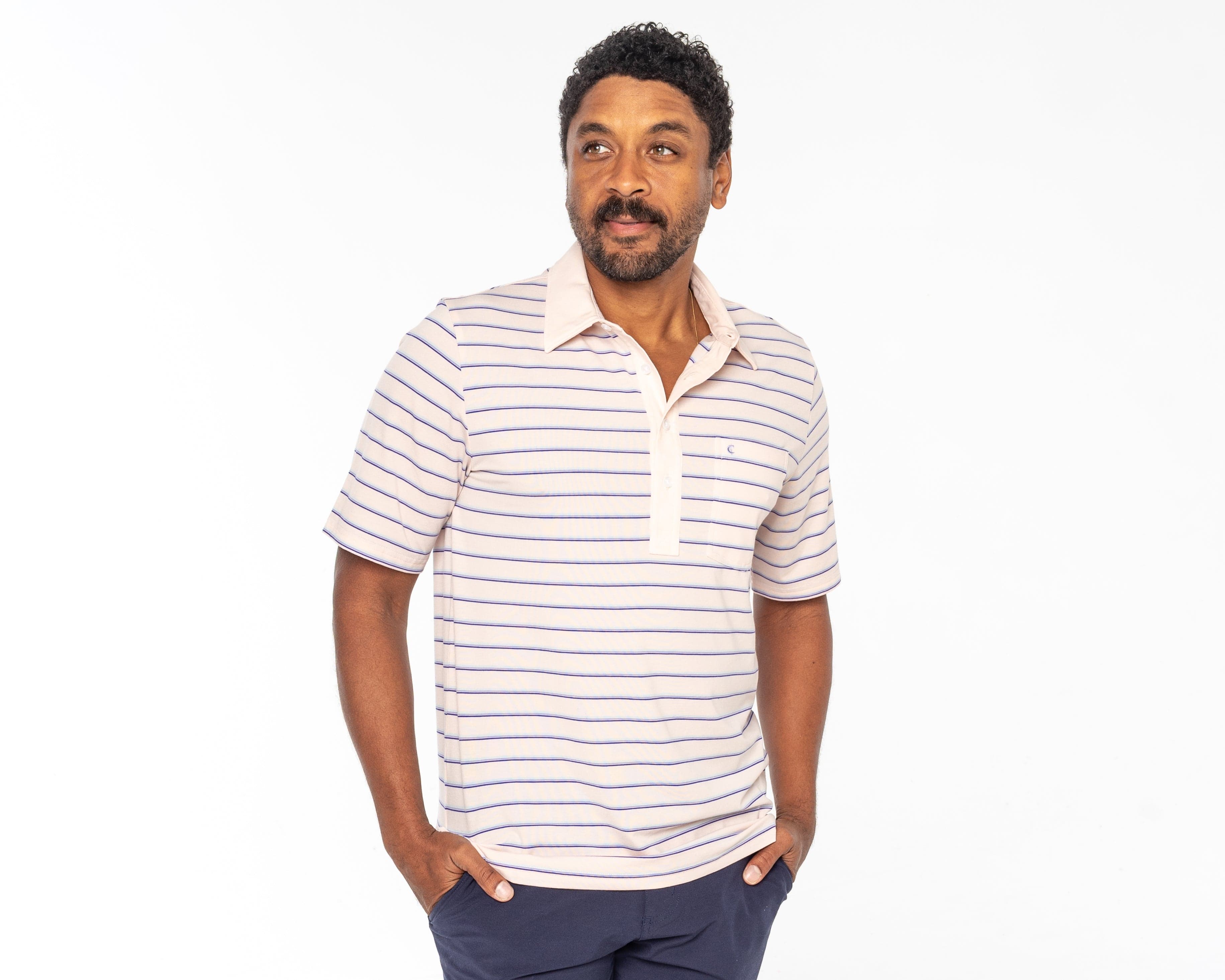 Criquet Performance Players Shirt - Lee Stripe | Pink