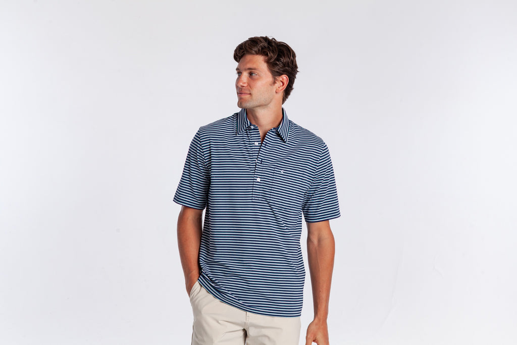 Criquet Performance Players Shirt - Duval Stripe | Navy