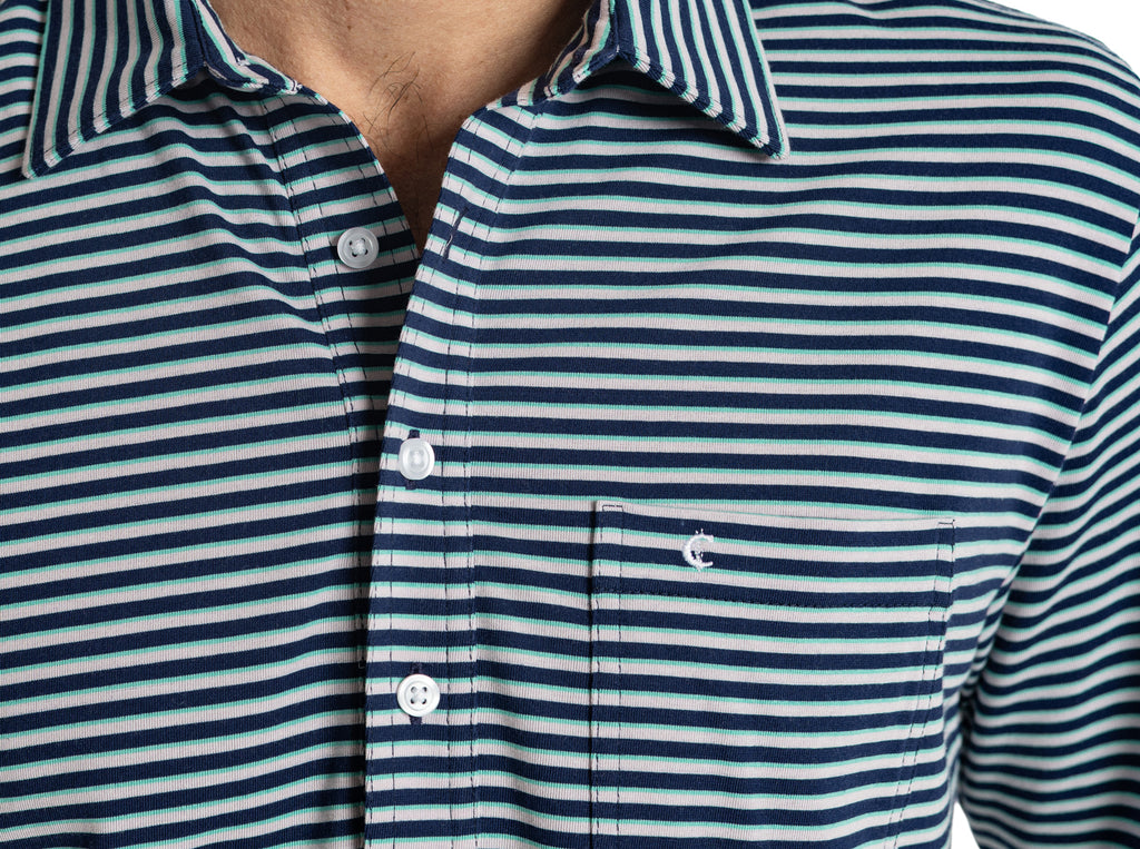 Criquet Performance Players Shirt - Duval Stripe | Navy