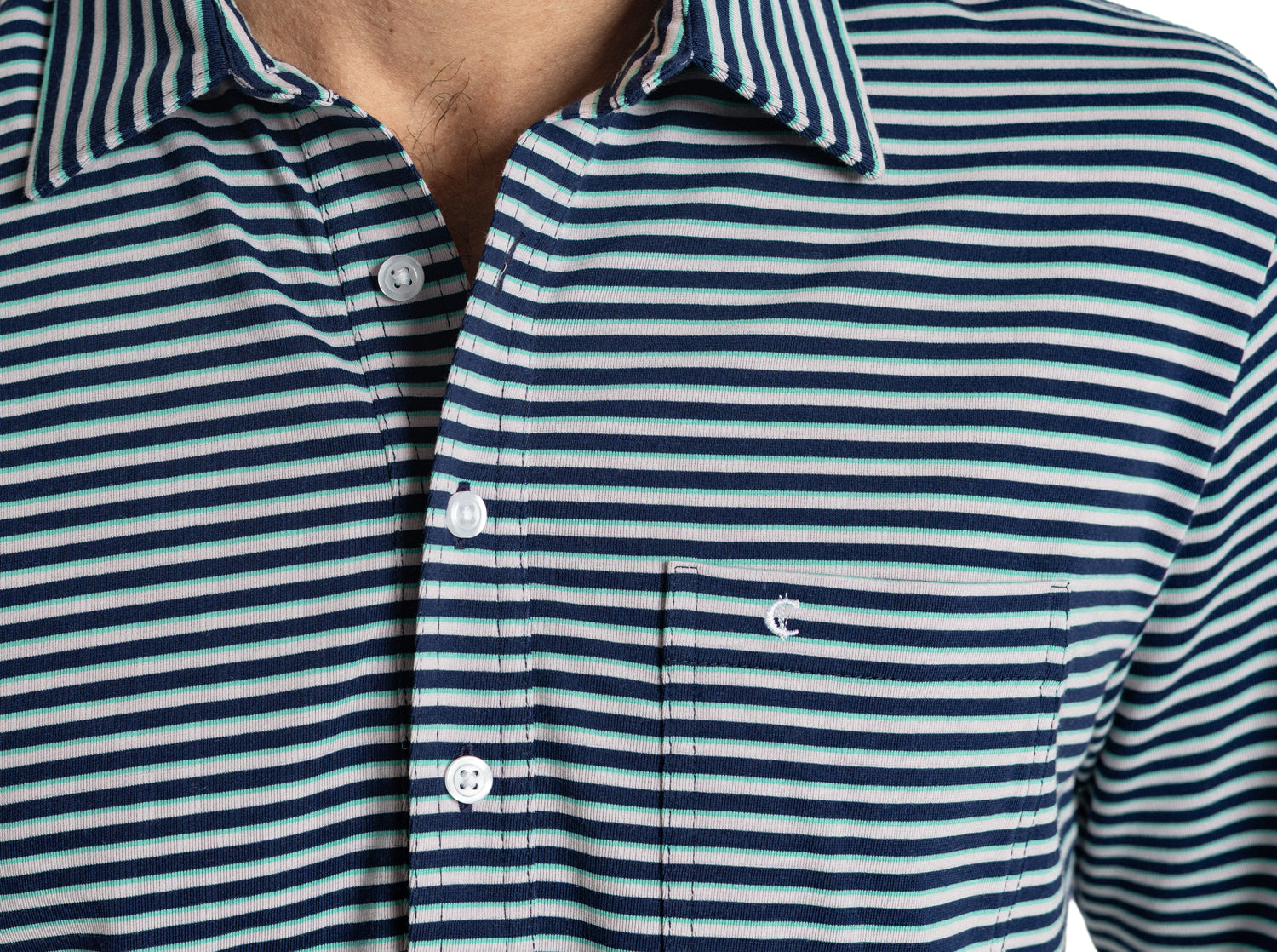Criquet Performance Players Shirt - Duval Stripe | Navy