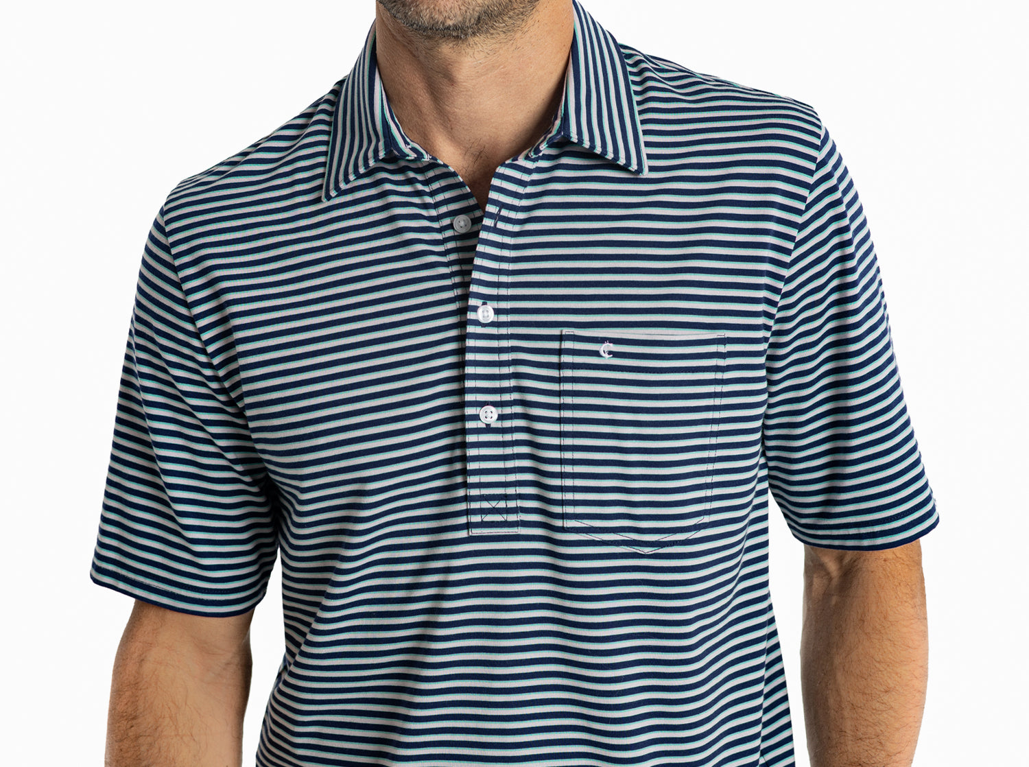 Criquet Performance Players Shirt - Duval Stripe | Navy