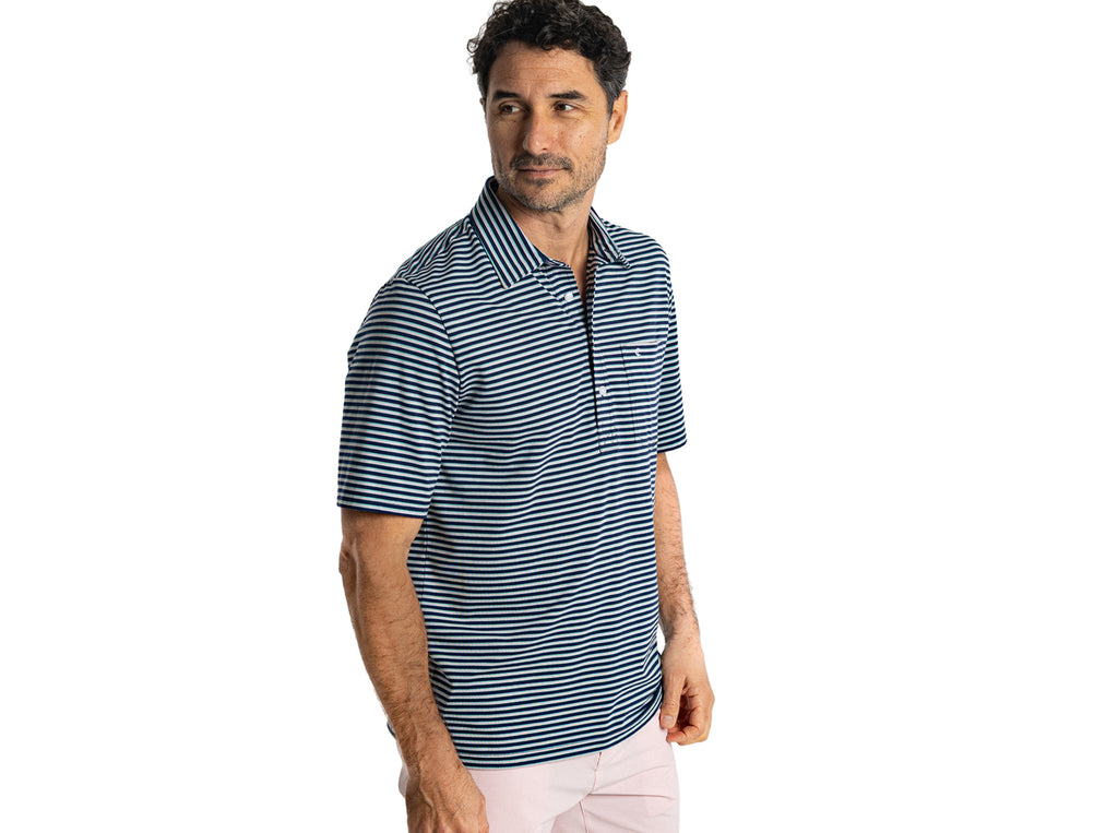 Criquet Performance Players Shirt - Duval Stripe | Navy
