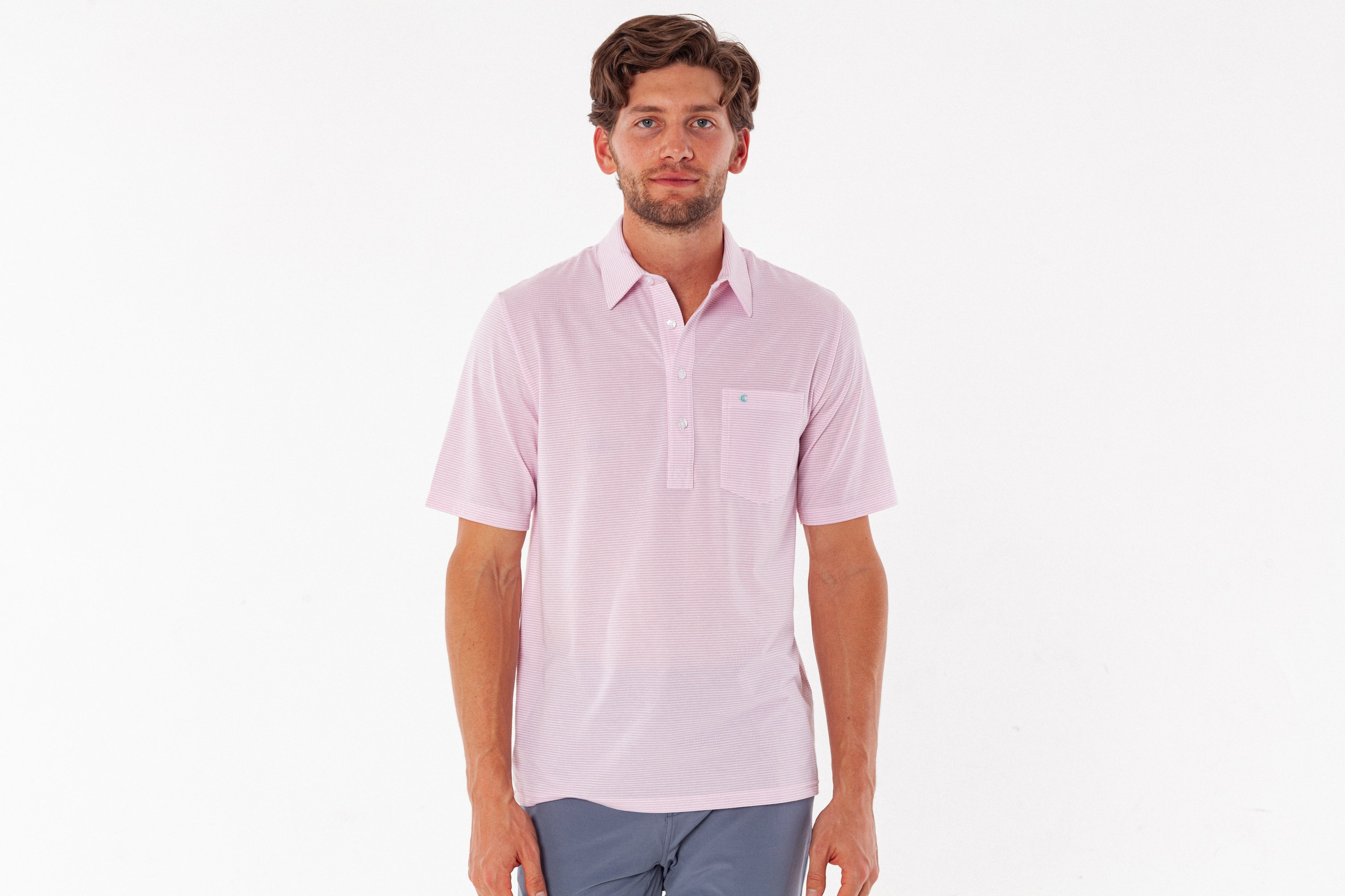 Criquet Performance Players Shirt - Hobby Stripe | Light Pink