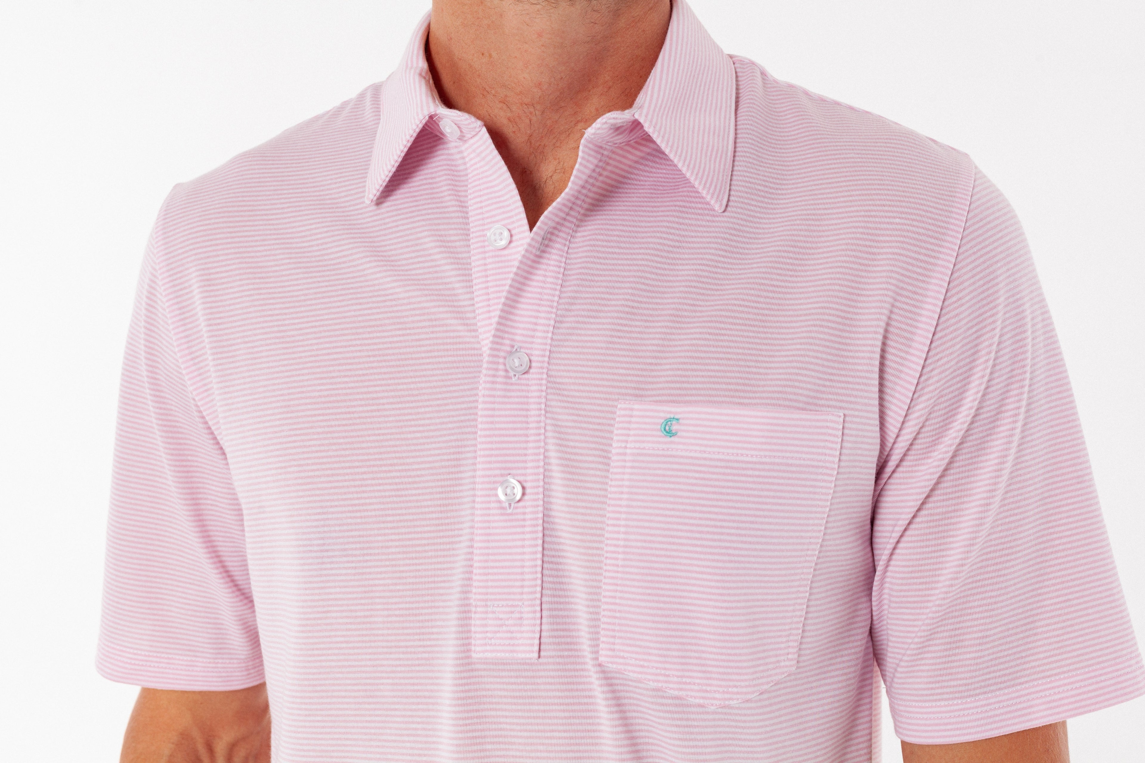 Criquet Performance Players Shirt - Hobby Stripe | Light Pink