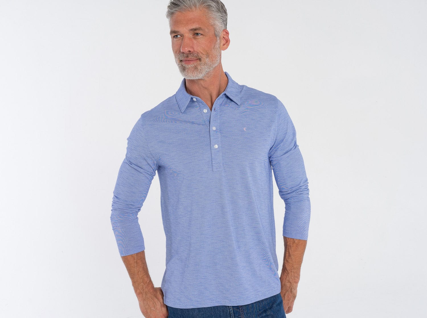 Criquet Brrr Long Sleeve Range Polo - Lapis Blue