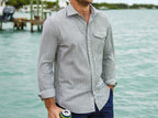 Criquet Seersucker Long Sleeve Performance Pearl Snap Button Down - Gingham Seersucker | Olive