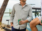 Criquet Seersucker Long Sleeve Performance Pearl Snap Button Down - Gingham Seersucker | Olive