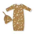 Milkbarn Bamboo Newborn Gown & Hat Set | Wildflower